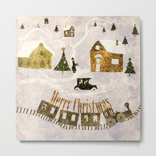 New year's design Merry Christmas grunge design Metal Print