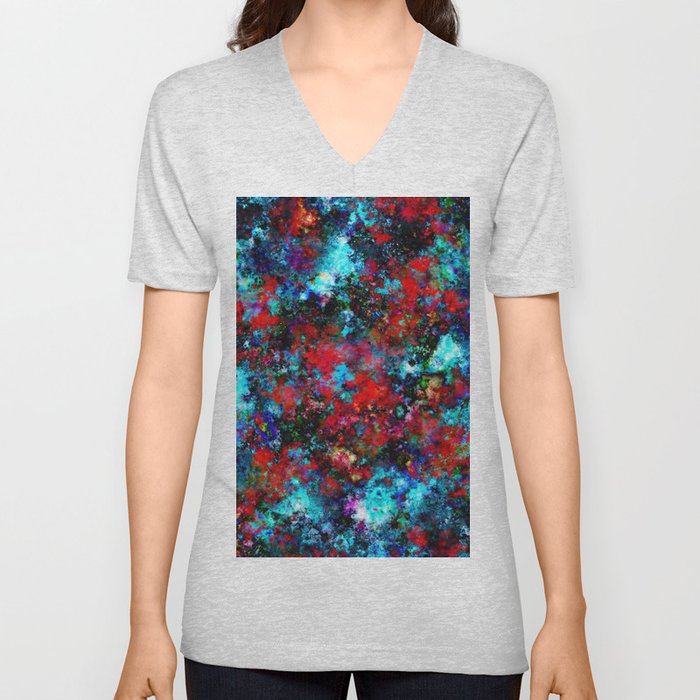 Angry sky and red petals V Neck T Shirt