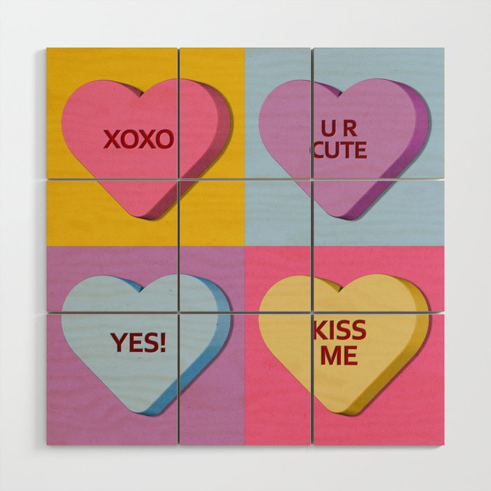Nice Candy Heart Valentines 2 Wood Wall Art