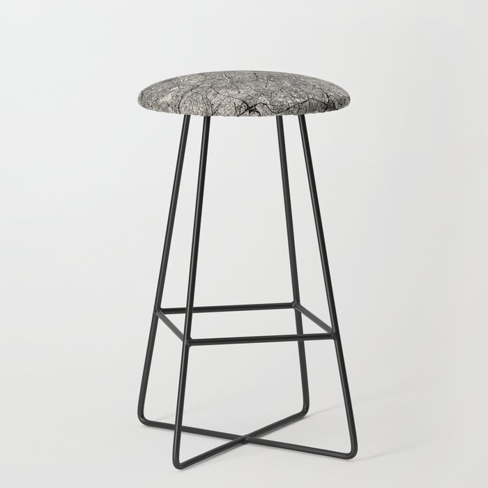 France, Paris City Map - Black and White Aesthetic - French Cities Bar Stool