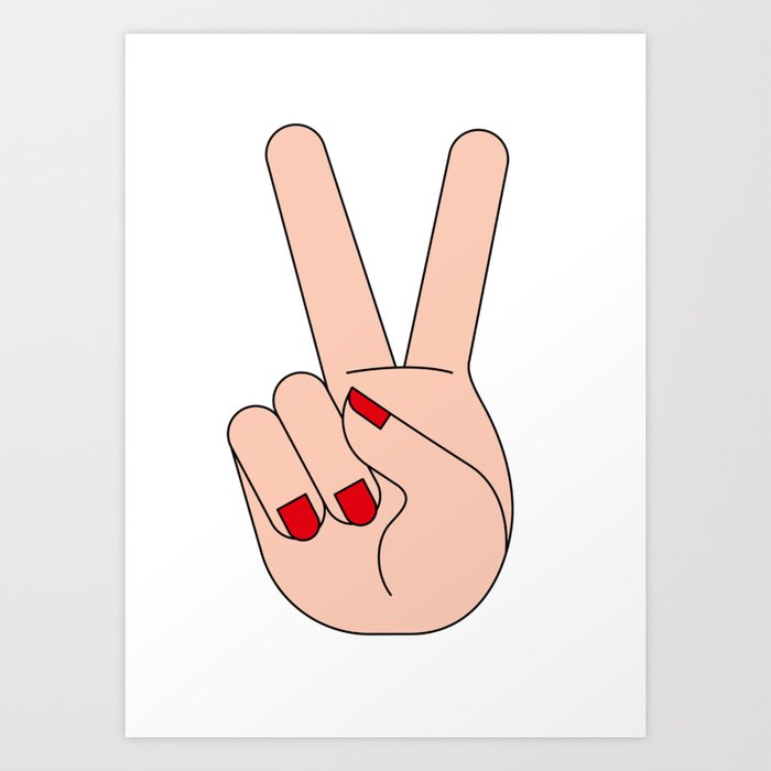 YES! Art Print | Graphic-design, Win, Yes, Hand, Graphic, Illustration, Woman, Girl, Finger, Victory