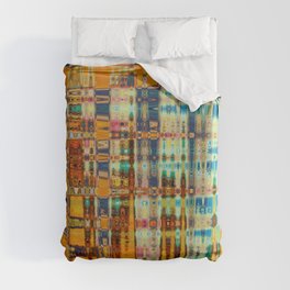 Distorted Orange And Blue Abstraction Duvet Cover