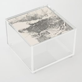 Canada, Vancouver - Black & White Aesthetic City Map Acrylic Box