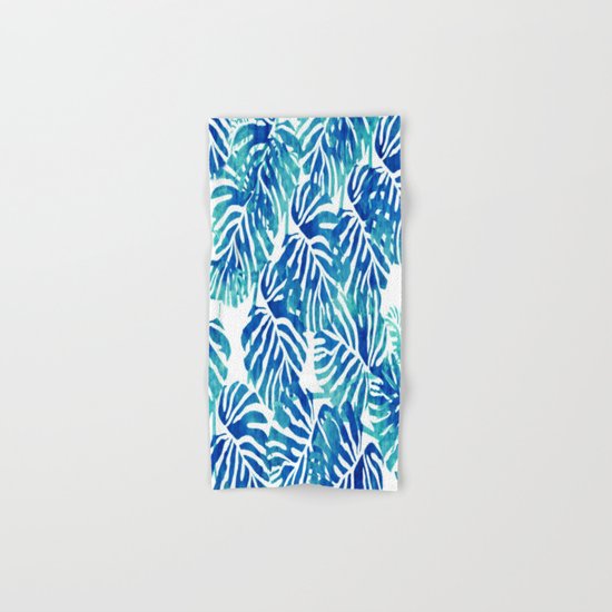 Tropical Leaves – Blue Abstract Hand & Bath Towel