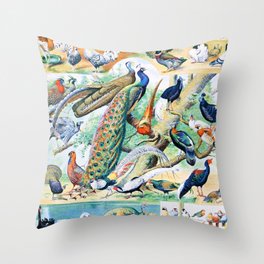 Adolphe Millot "Birds" 3. Throw Pillow