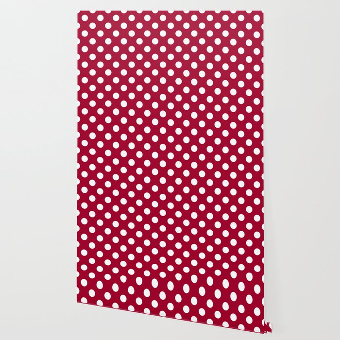 Red And Polka White Dots Wallpaper By Miavaldez Society6