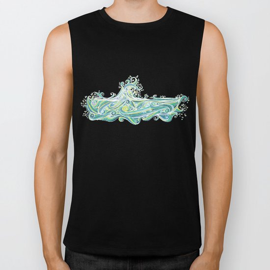 Crashing Wave Tangle - White Biker Tank
