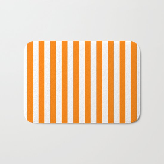 Vertical Stripes (Orange/White) Bath Mat