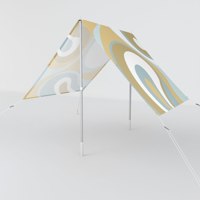 Psychedelic Retro Abstract Design in Aqua, Yellow and Ochre Sun Shade