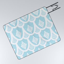 Palm Springs Poolside Retro Blue Lace Picnic Blanket
