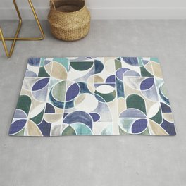 Paint Washed Modern Geometric - Cold Colors Area & Throw Rug
