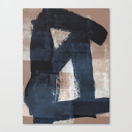Just Tan and Indigo 2 | Expressive Minimalist Abstract Canvas Print