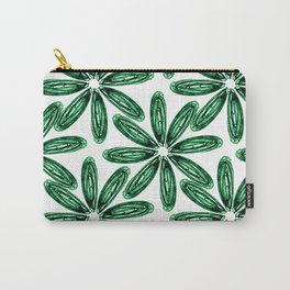 Ballpoint Flower Pattern in Green Carry-All Pouch