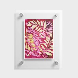 Watercolor Leaves and Flowers - Champagne & Rose Floating Acrylic Print