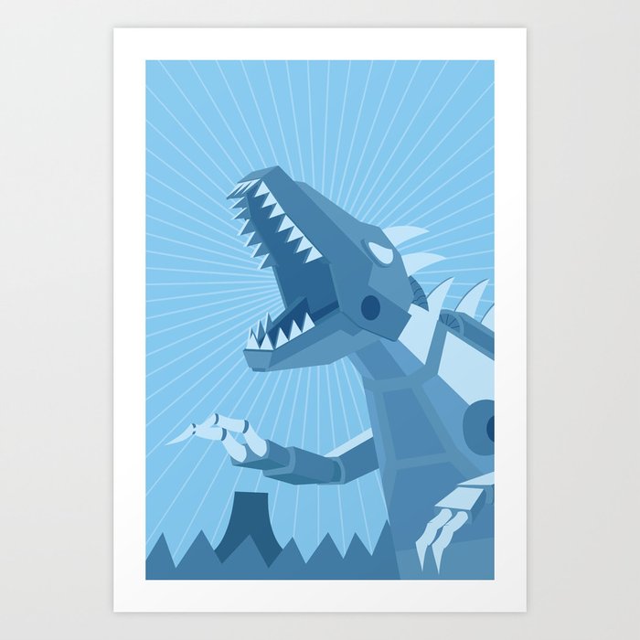Blue robot shop dinosaur