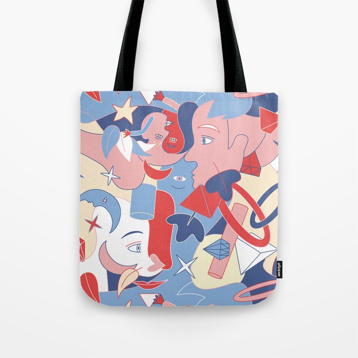 Man and girl surrealistic pattern Tote Bag