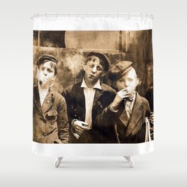 Newspaper Boys Smoking Shower Curtain