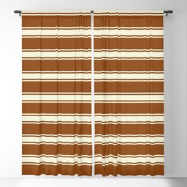 [ Thumbnail: Brown and Beige Colored Lines/Stripes Pattern Blackout Curtain ]