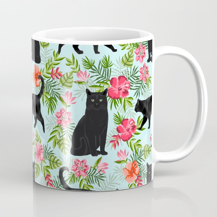Black cat hawaiian cat breeds cat lover pattern art print cat lady must have Coffee Mug