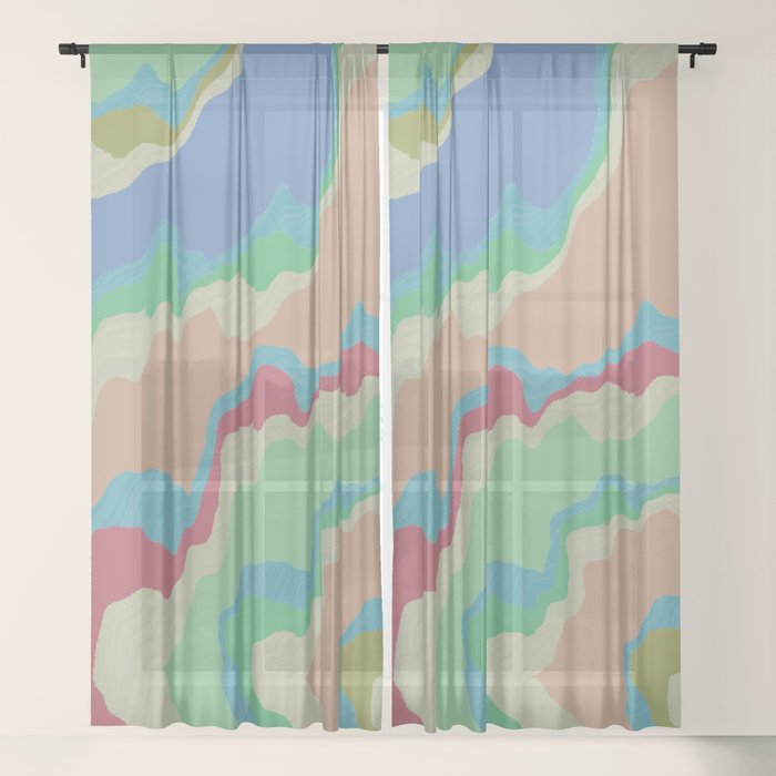 Catch The Wave Multicolored Sheer Curtain By Ruthpalmerfineart