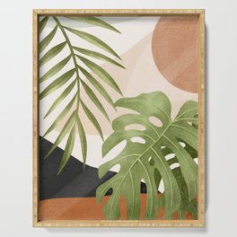 Abstract Art Tropical Leaves 21 Serving Tray
