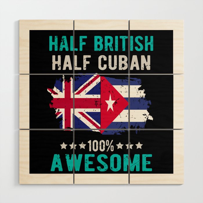 Half British Half Cuban Wood Wall Art