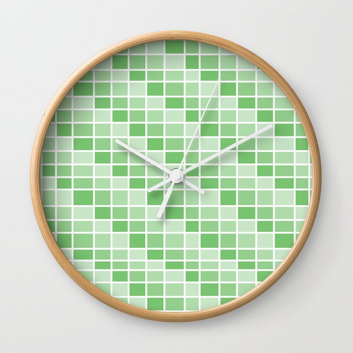 Four Shades of Green Squares Wall Clock