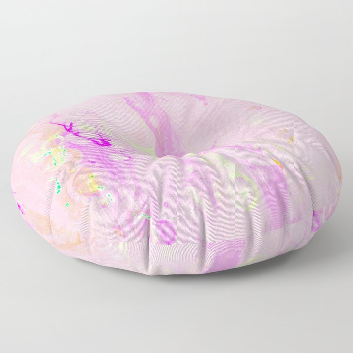 Neon Pink Teal Green Yellow Abstract Marble Floor Pillow