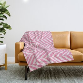 Pink Abstract Zebra chevron pattern. Digital animal print Illustration Background. Throw Blanket