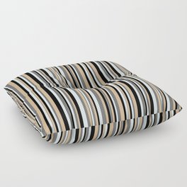 [ Thumbnail: Tan, Dim Grey, Light Cyan & Black Colored Lines Pattern Floor Pillow ]