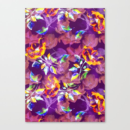 Watercolor Floral Pattern Canvas Print