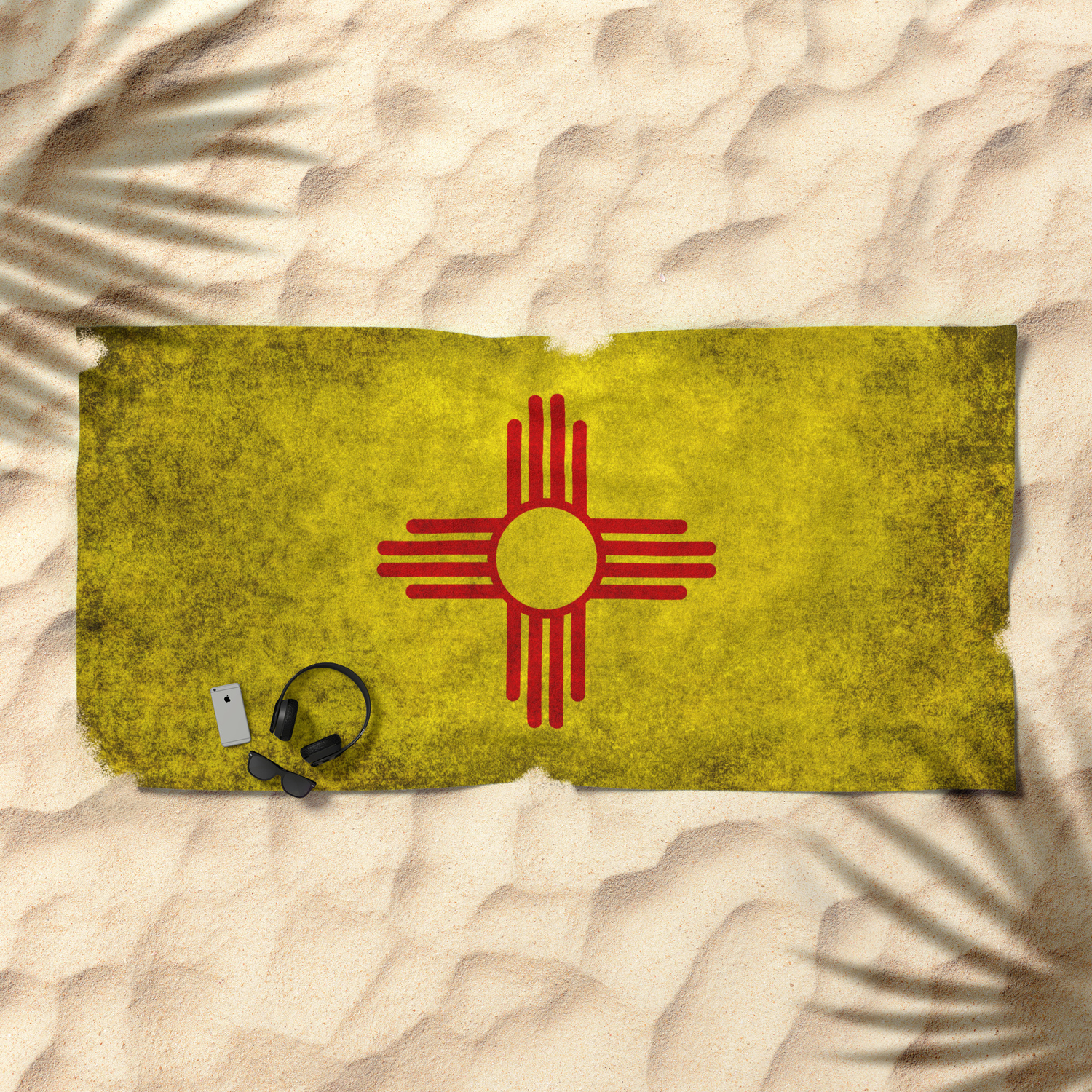 New Mexico Vintage Distressed State Flag All Over Beach Towel