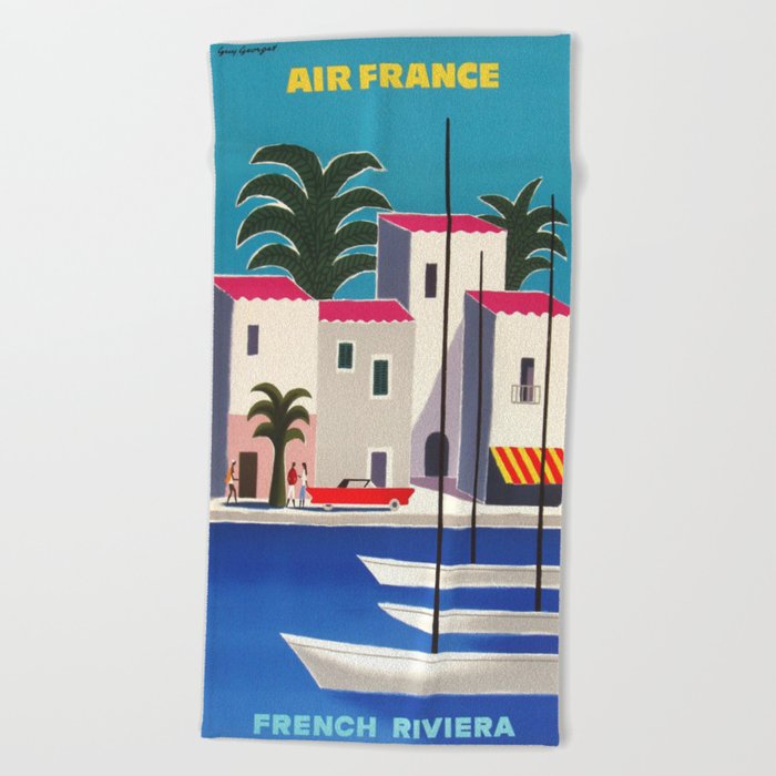 Vintage poster - French Riviera Beach Towel