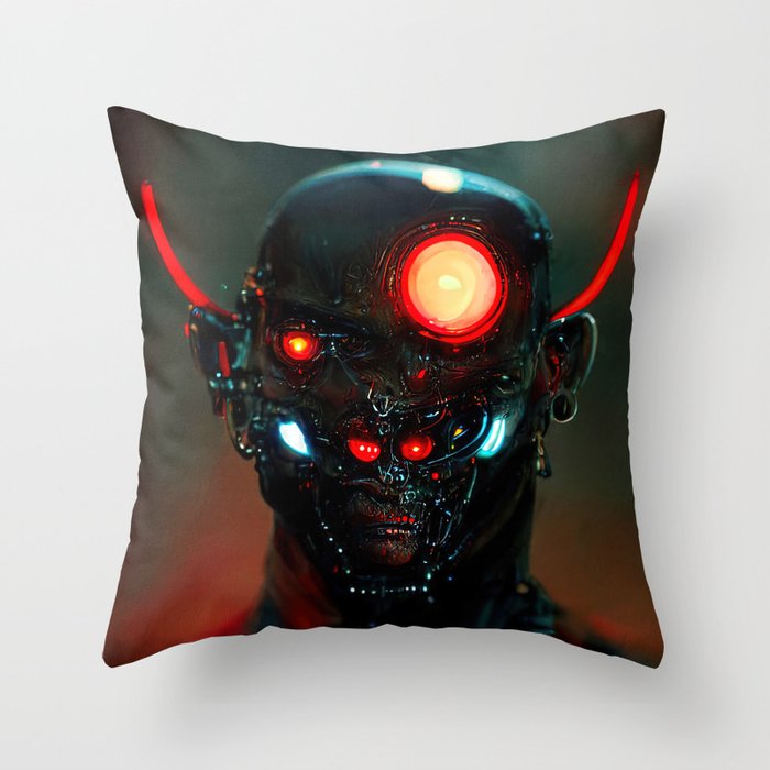 Cyber Devil Throw Pillow