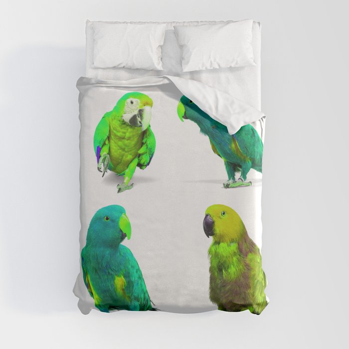 Adorable Parrot Bird Group Duvet Cover