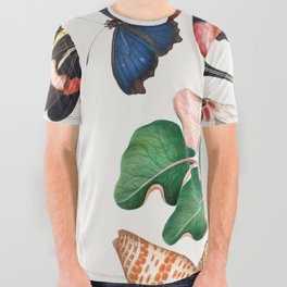Crimson topaz hummingbird, Cyclamen, Red Postman and shells from the Natural History Cabinet of Anna Blackburne  All Over Graphic Tee