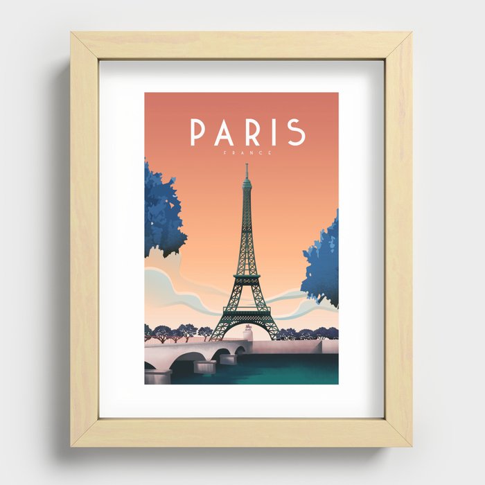 tower eiffel travel poster Recessed Framed Print