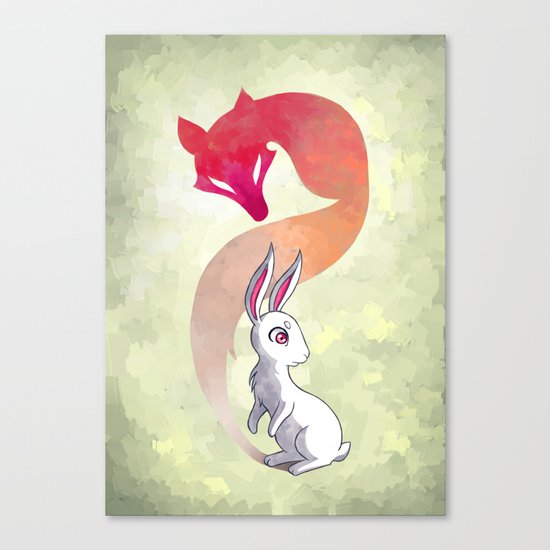 Rabbit and a Fox Canvas Print