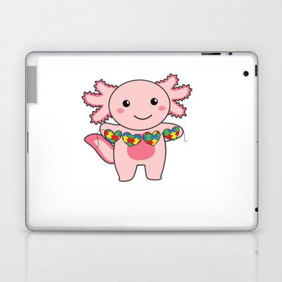 Autism Awareness Month Puzzle Heart Axolotl Laptop & iPad Skin