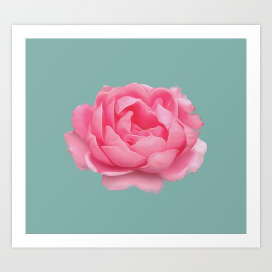 Rose on mint Art Print