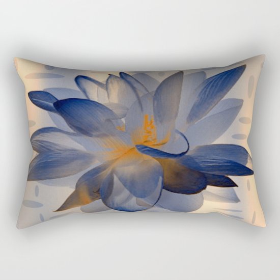 Midnight Blue Polka Dot Floral Abstract Rectangular Pillow