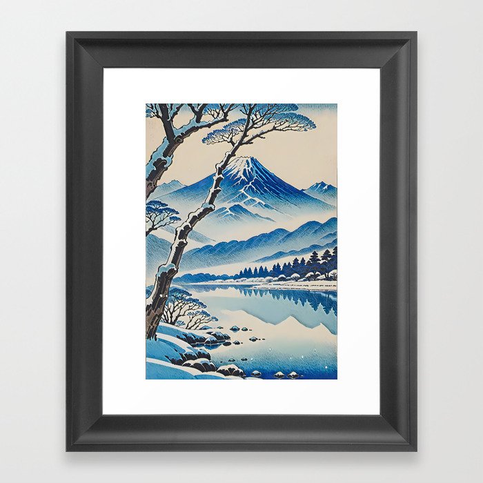 Winter is Due - A Contemporary Ukiyo-e Nature Landscape Framed Art Print