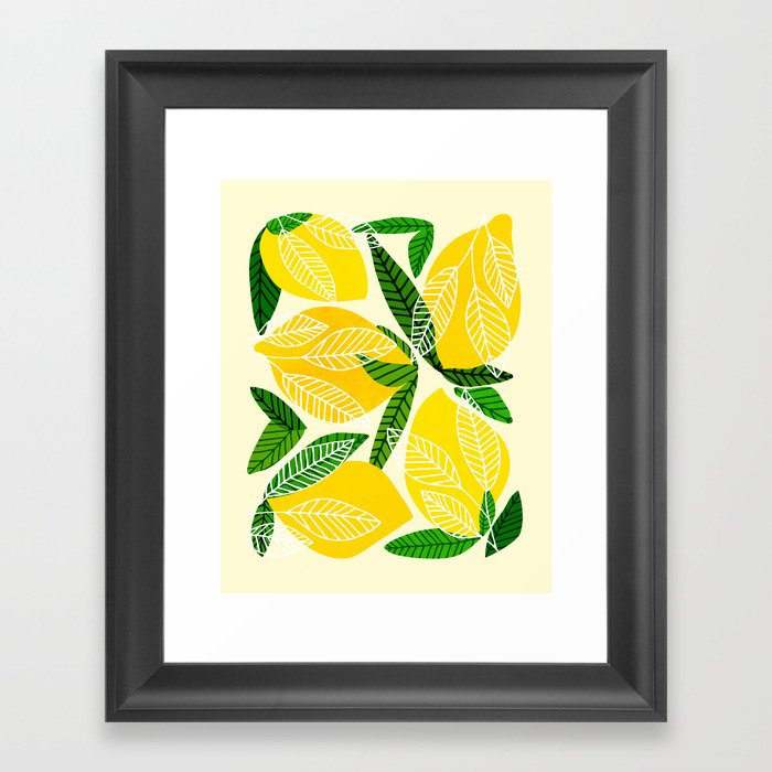 Yellow Lemon Party II Fruit Illustration Framed Art Print