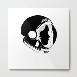 Astronaut Woman Metal Print | Space, Planet, Blackandwhite, Graphic, Universe, Nasa, Feminist, Science, Women, Woman 
