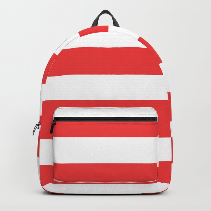 Vivaldi Red - solid color - white stripes pattern Backpack