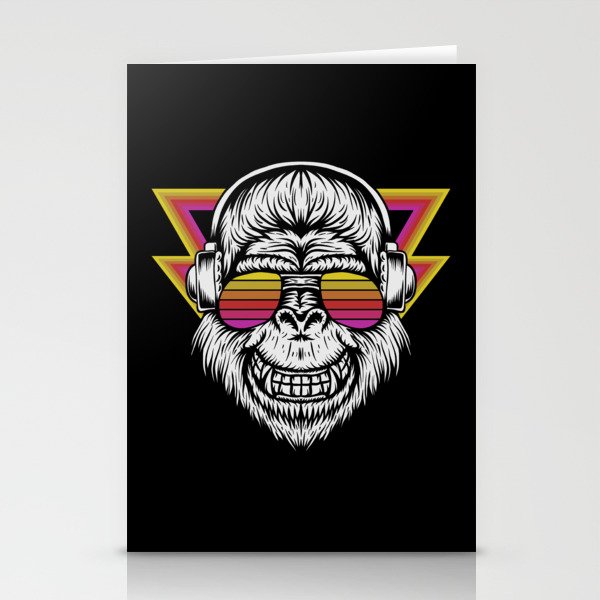Angry Retro Gorilla Music Monkey Illustration Stationery Cards