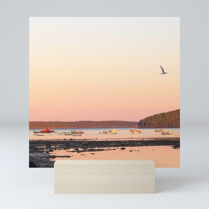 Pink Sunset Over the Harbor Mini Art Print