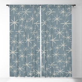 Twinkling Mid Century Modern Starburst Pattern Neutral Blue Gray Blackout Curtain