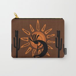 Rustic Brown Kokopelli Carry-All Pouch | Sun, Desert, Rustic, Southwest, Digital, Brown, Kokopelli, Graphic, Graphicdesign 