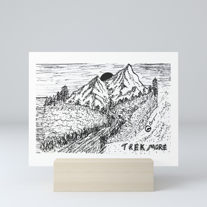 "Trek More" Hand-Drawn by Dark Mountain Arts Mini Art Print
